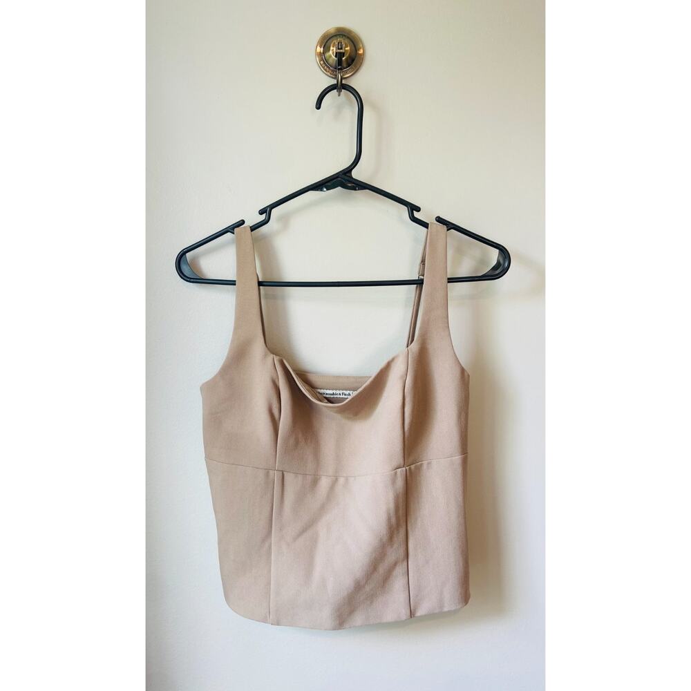 Abercrombie & Fitch Tan Corset Cropped Tank Top W/ Adjustable Straps